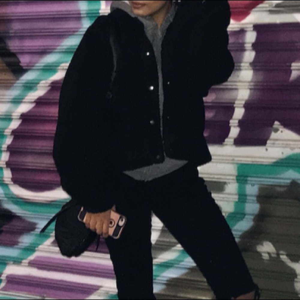 cute cropped fuzzy jacket